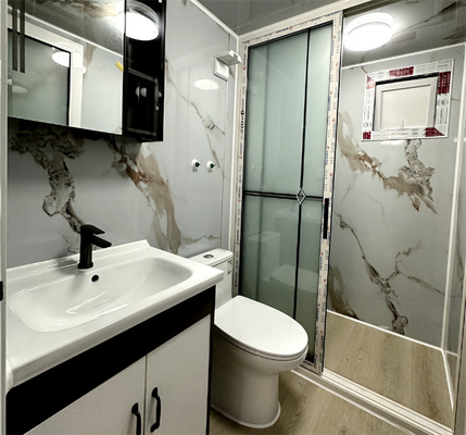 Casa de contenedores de marfil blanca de 20 pies con baño